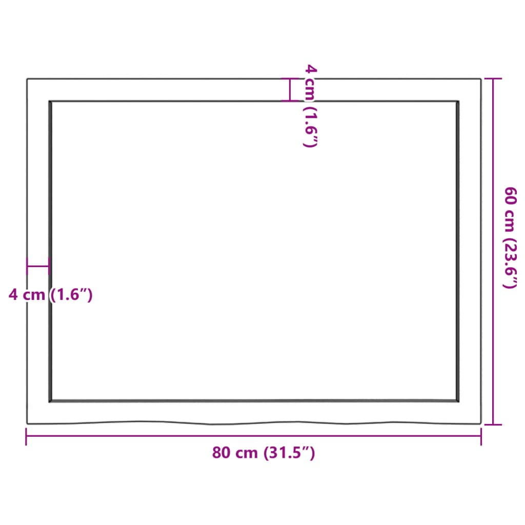 vidaXL Stolna ploča 80x60x(2-6) cm od netretirane masivne hrastovine