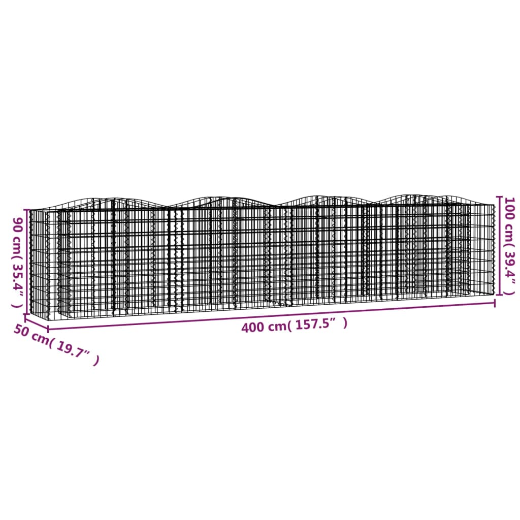 vidaXL Lučna gabionska povišena gredica 400x50x100cm pocinčano željezo