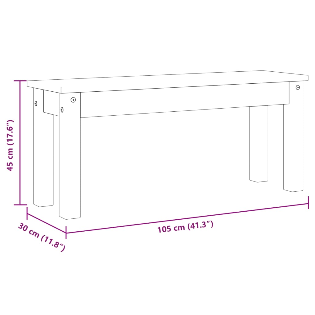 vidaXL Blagovaonska klupa Panama bijeli 105x30x45 cm masivne borovine