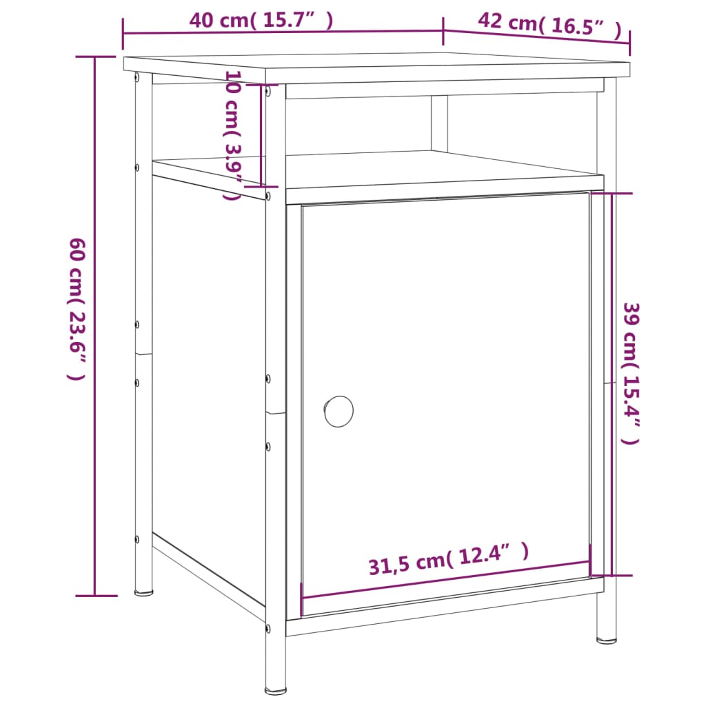 vidaXL Noćni ormarići 2 kom crni 40x42x60 cm konstruirano drvo