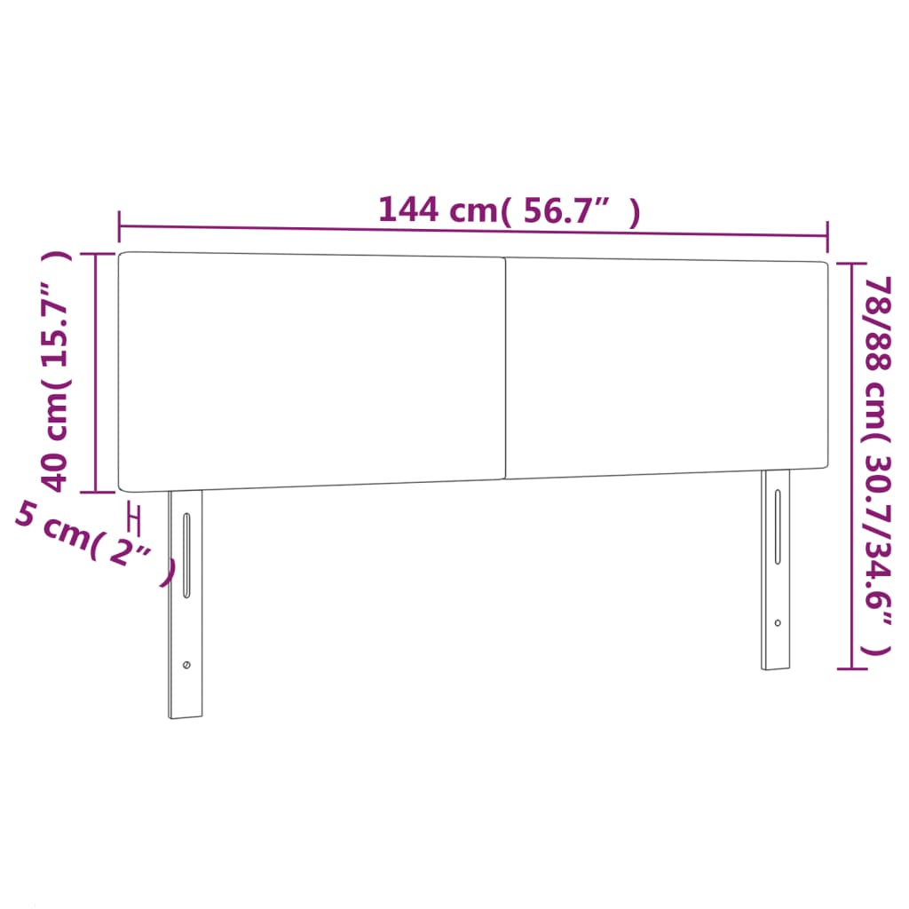 vidaXL Uzglavlja 2 kom svjetlosiva 72 x 5 x 78/88 cm od tkanine