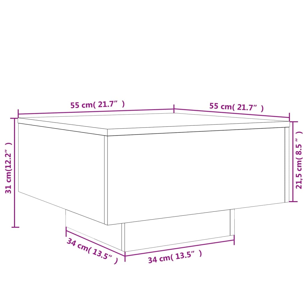 vidaXL Stolić za kavu crni 55 x 55x 31 cm od konstruiranog drva