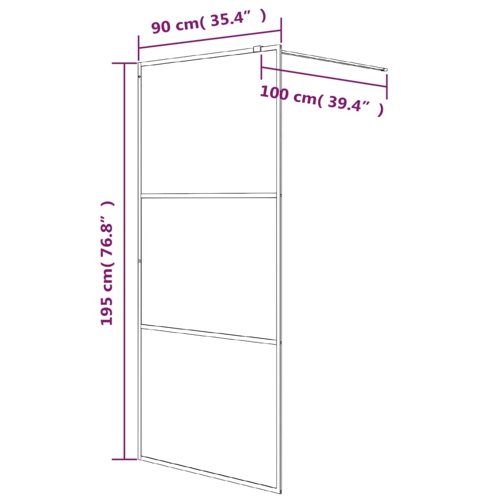 vidaXL Pregrada za tuš crna 90 x 195 cm s prozirnim staklom ESG