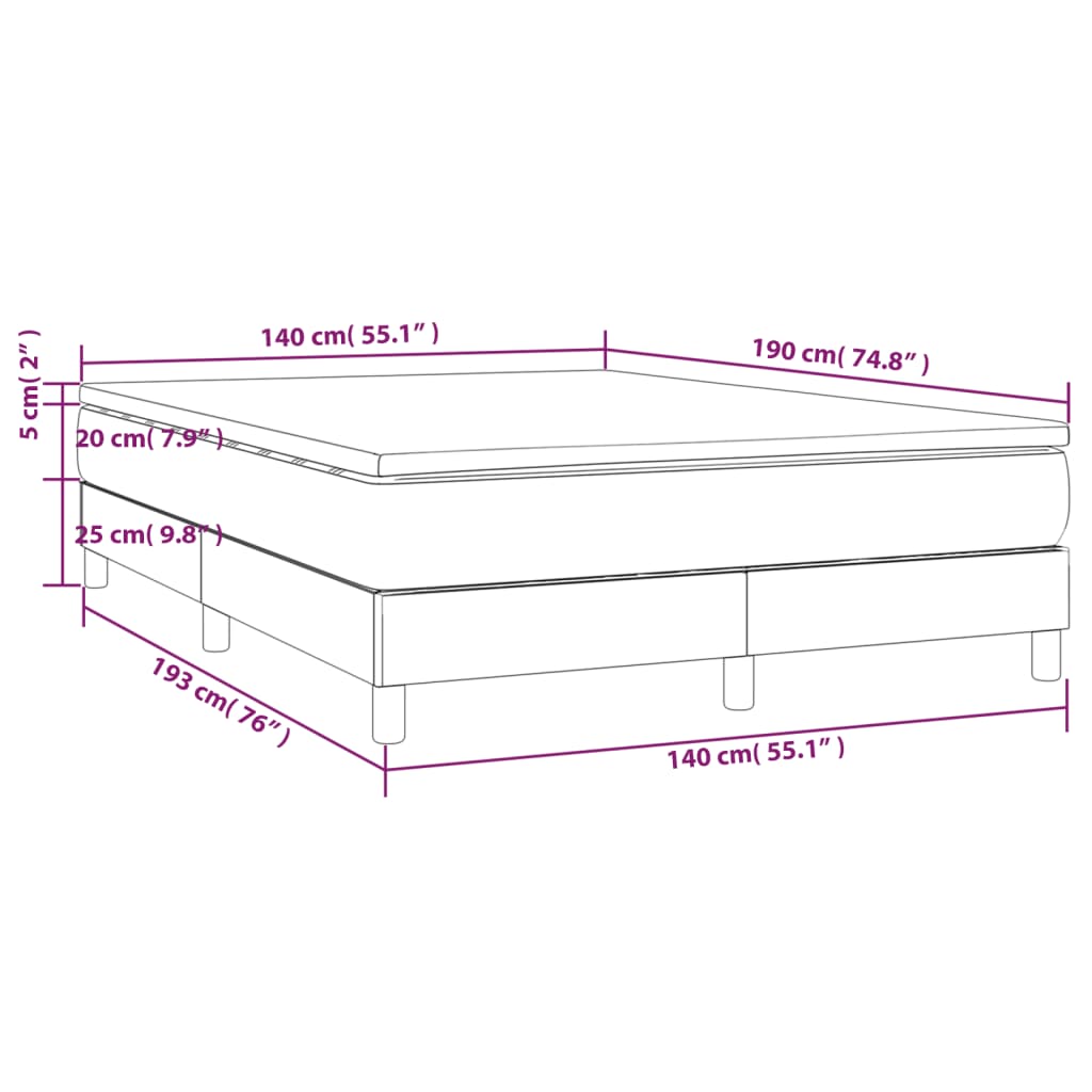 vidaXL Krevet s oprugama i madracem krem 140 x 190 cm od tkanine