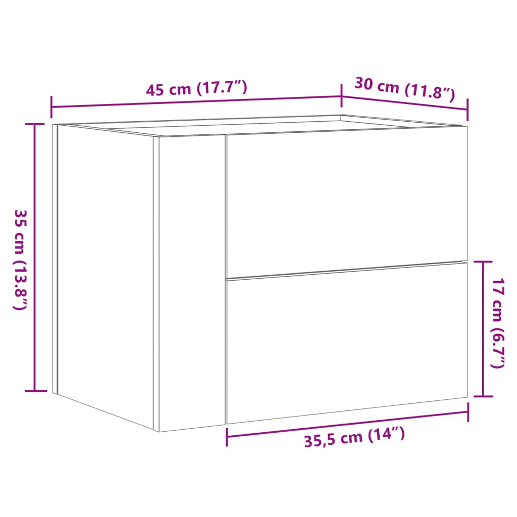 vidaXL Zidni noćni ormarići 2 kom bijeli 45 x 30 x 35 cm