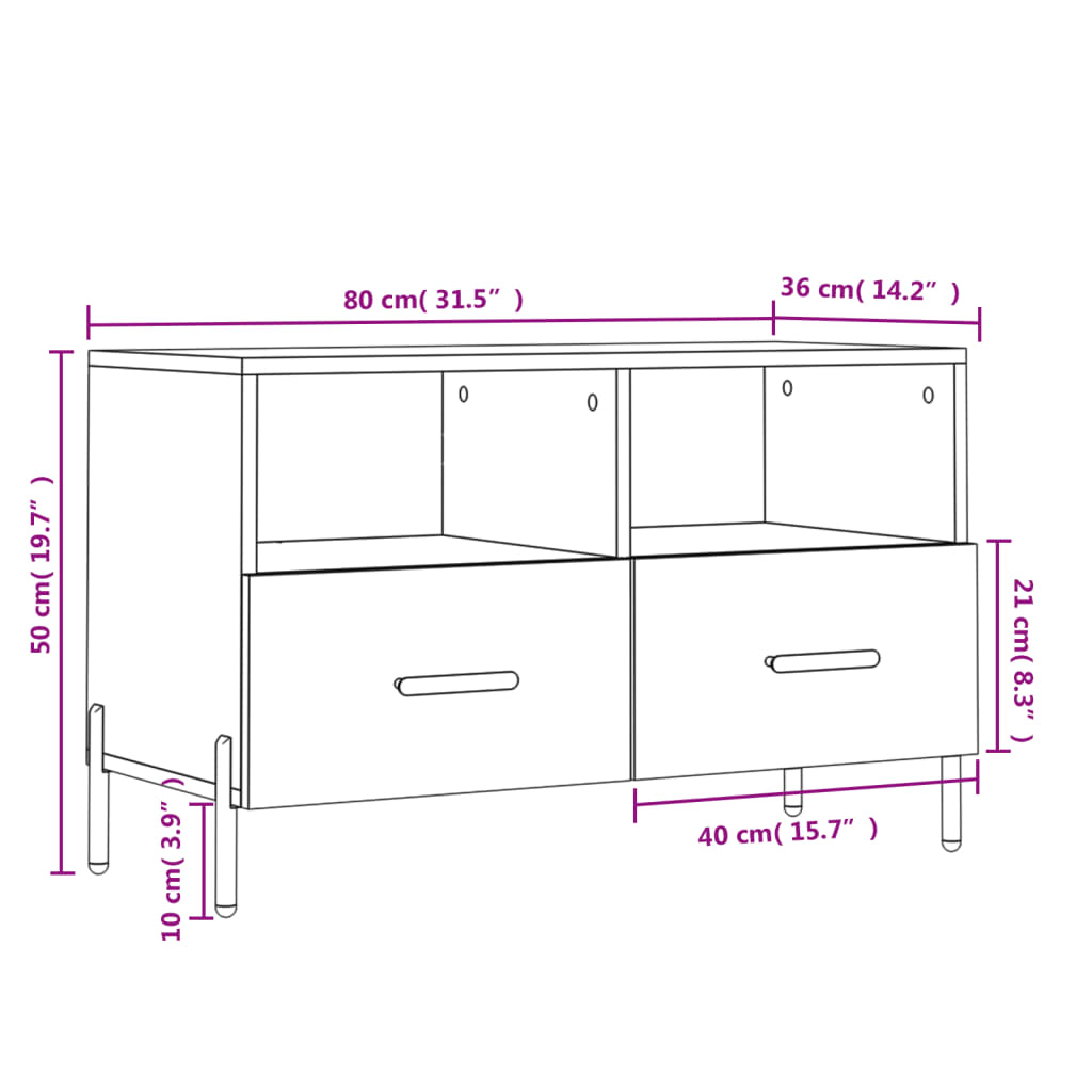 vidaXL TV ormarić crni 80 x 36 x 50 cm od konstruiranog drva