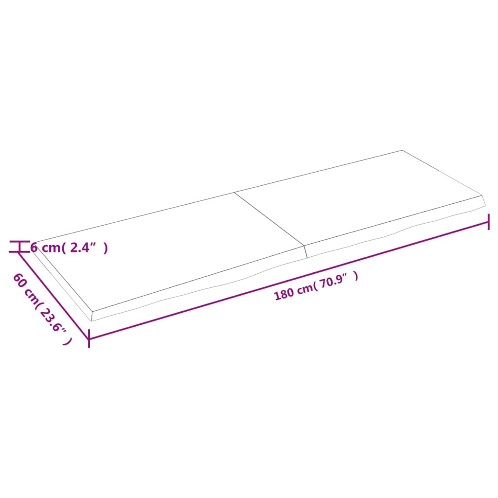 vidaXL Stolna ploča 180x60x(2-6) cm od netretirane masivne hrastovine