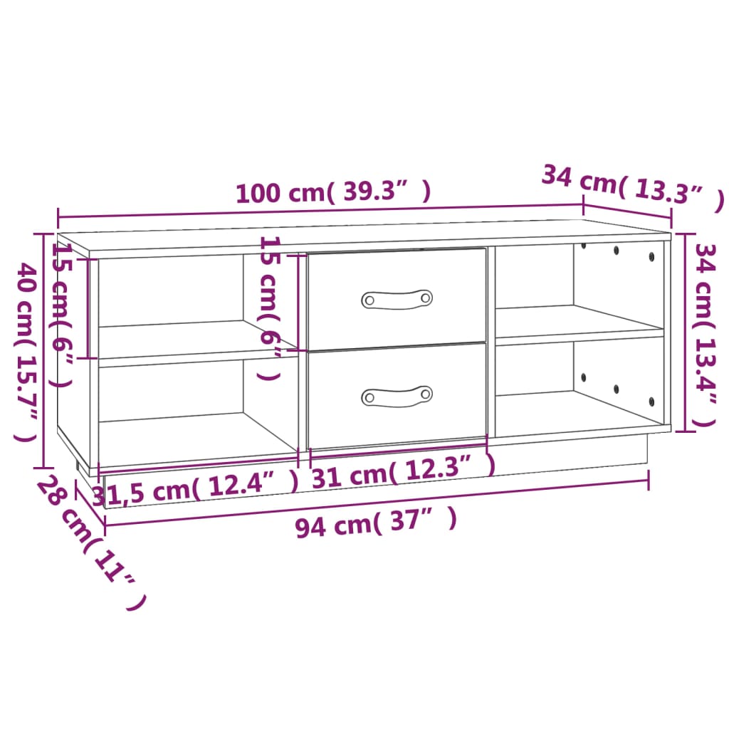 vidaXL TV ormarić sivi 100x34x40 cm od masivne borovine