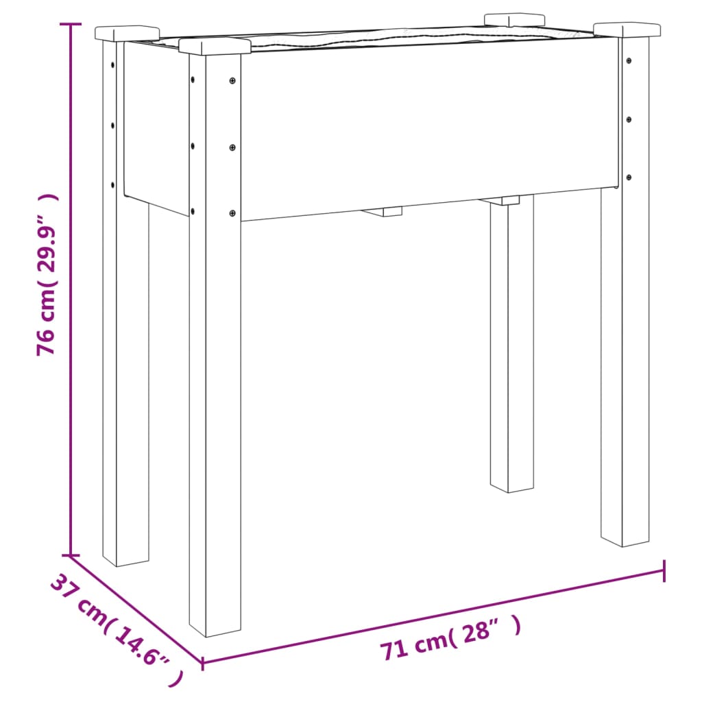 vidaXL Sadilica s oblogom siva 71 x 37 x 76 cm od masivne jelovine