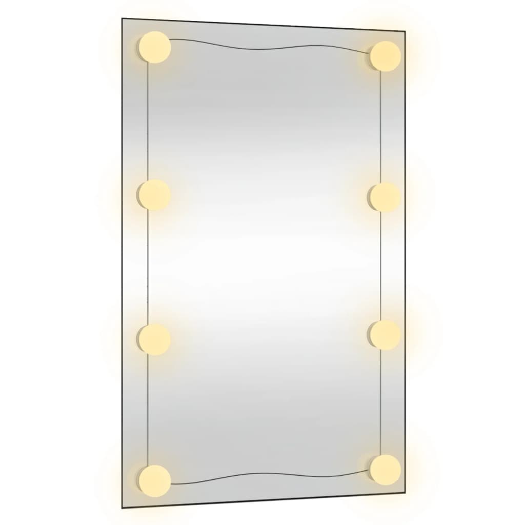vidaXL Zidno ogledalo s LED svjetlima 50 x 80 cm stakleno pravokutno