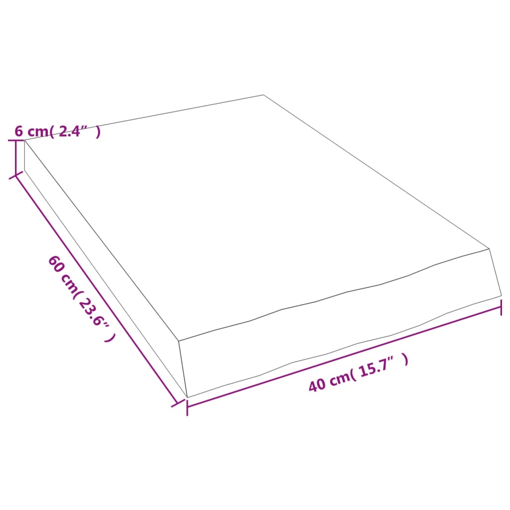 vidaXL Kupaonska radna ploča svjetlosmeđa 40x60x(2-6) cm masivno drvo