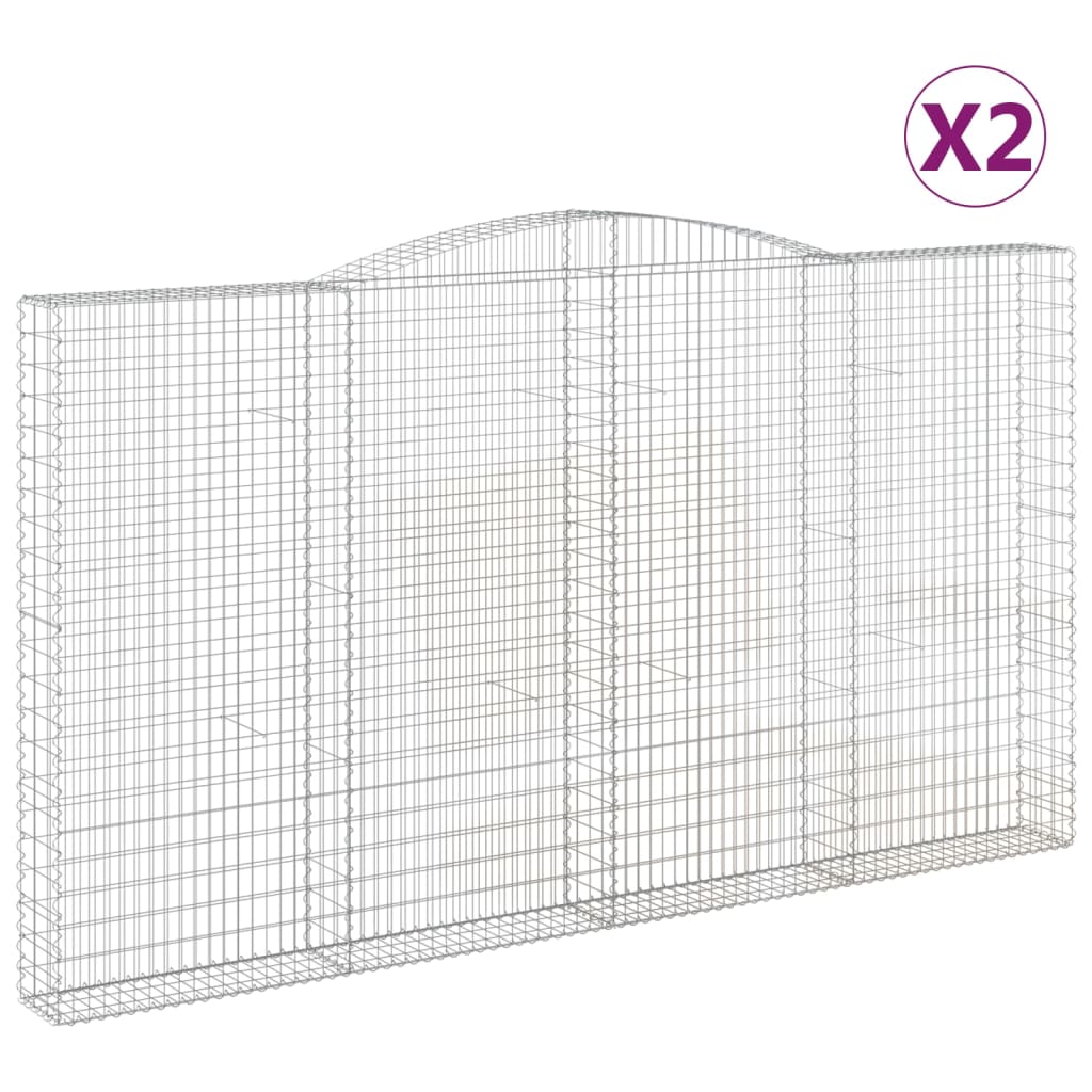 vidaXL Lučne gabionske košare 2 kom 400x30x220/240cm pocinčano željezo