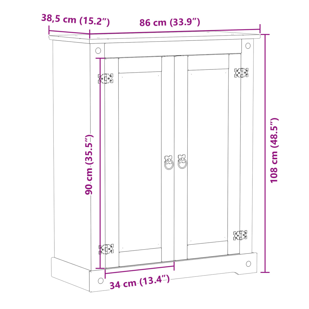 vidaXL Ormarić za cipele Corona 86 x 38,5 x 108 cm od masivne borovine