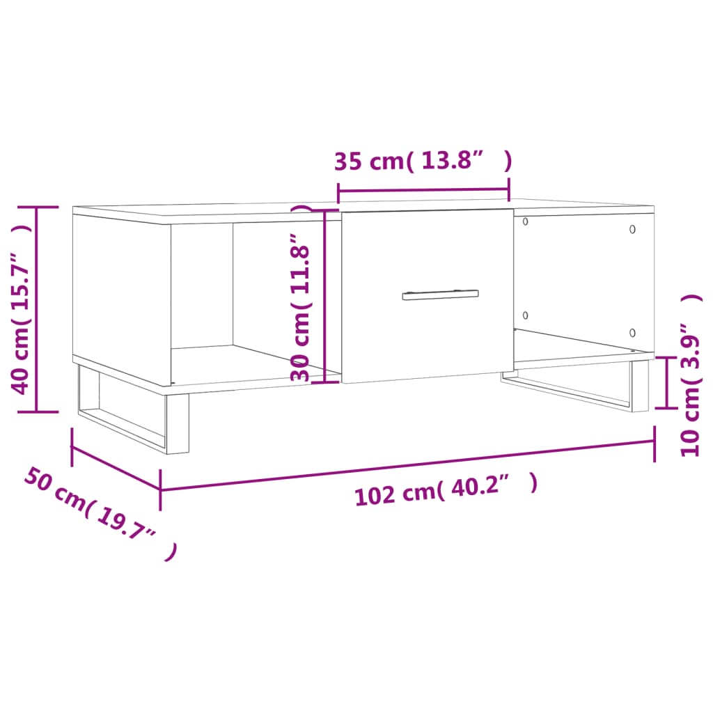 vidaXL Stolić za kavu boja betona 102 x 50 x 40 cm konstruirano drvo