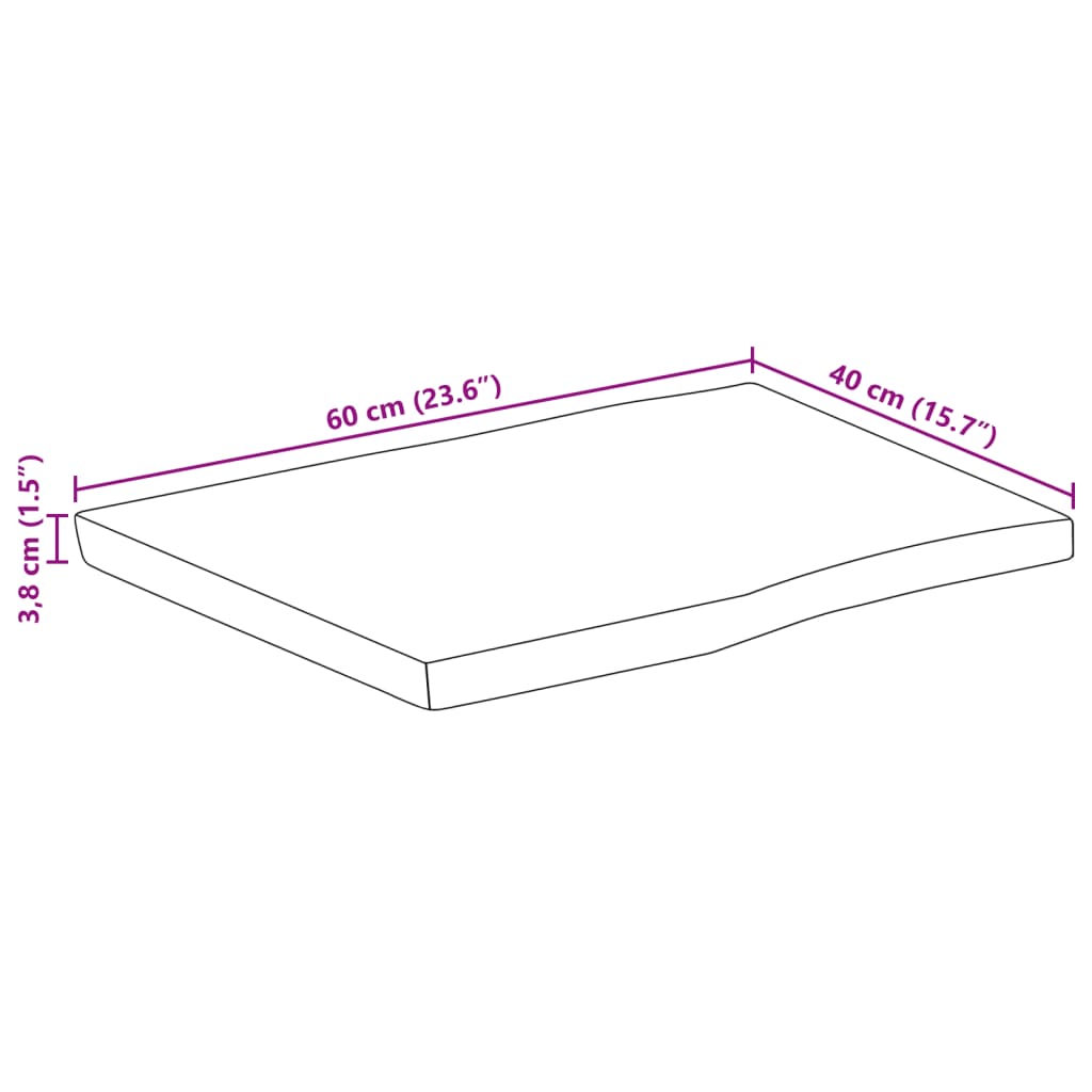 vidaXL Stolna ploča sa živi rub 60x40x3,8 cm masivno grubo drvo manga