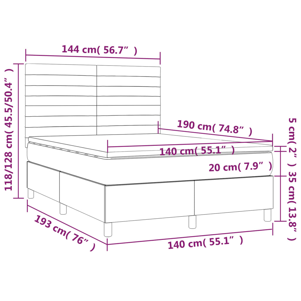 vidaXL Krevet s oprugama i madracem tamnozeleni 140x190 cm baršunasti