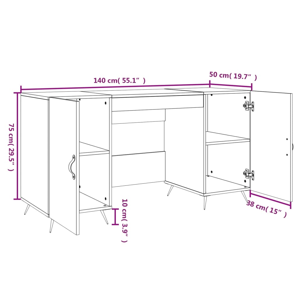 vidaXL Radni stol boja hrasta sonome 140x50x75 cm konstruirano drvo