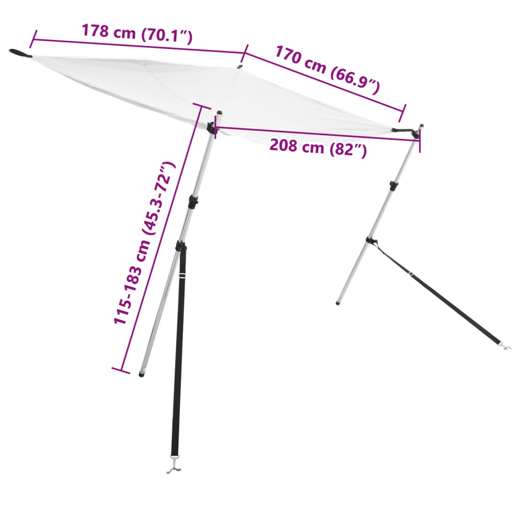 vidaXL Nastavak za sjenilo s vrhom T oblika bijeli 170x208x(115-183)cm