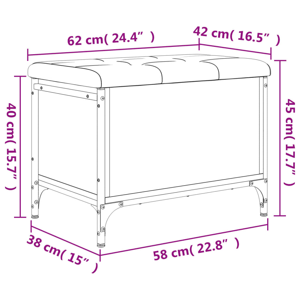 vidaXL Klupa za pohranu boja hrasta 62x42x45 cm od konstruiranog drva