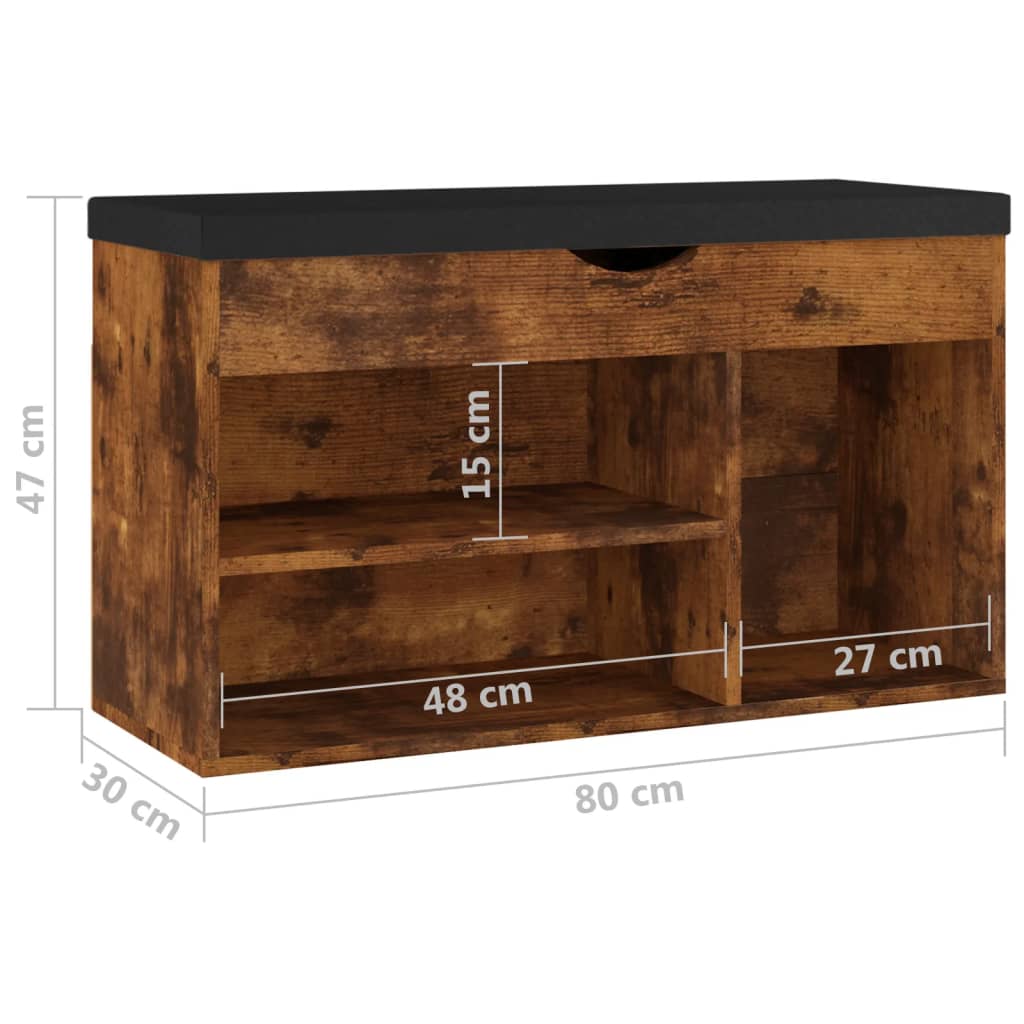 vidaXL Klupa za cipele s jastukom boja hrasta 80 x 30 x 47 cm iverica