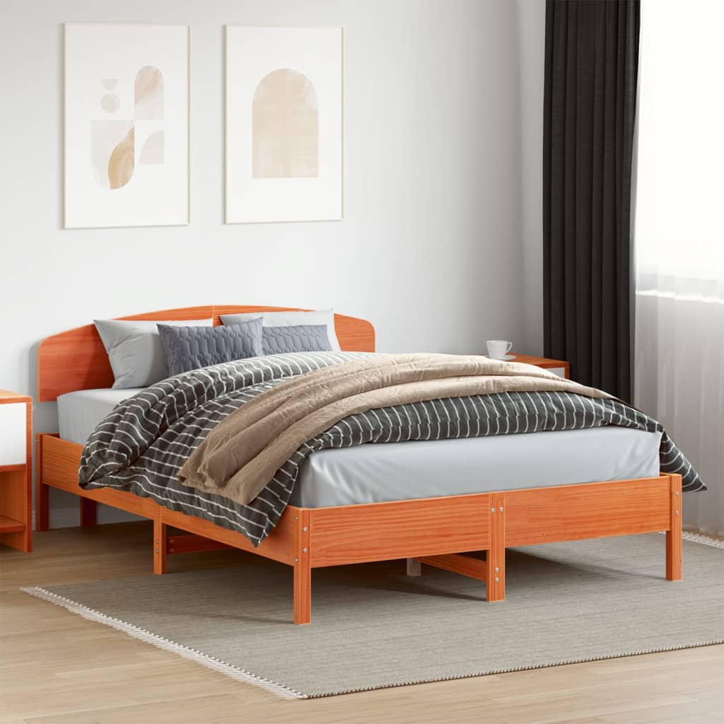 vidaXL Okvir kreveta s uzglavljem voštano smeđi 160x200 cm od borovine