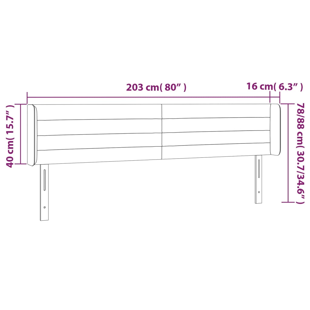 vidaXL LED uzglavlje tamnozeleno 203x16x78/88 cm baršunasto