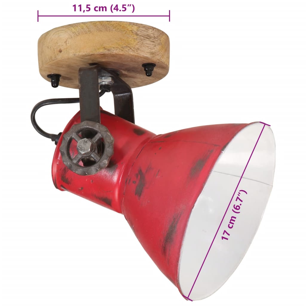 vidaXL Zidna svjetiljka 25 W pohabano crvena 11,5x11,5x25 cm E27