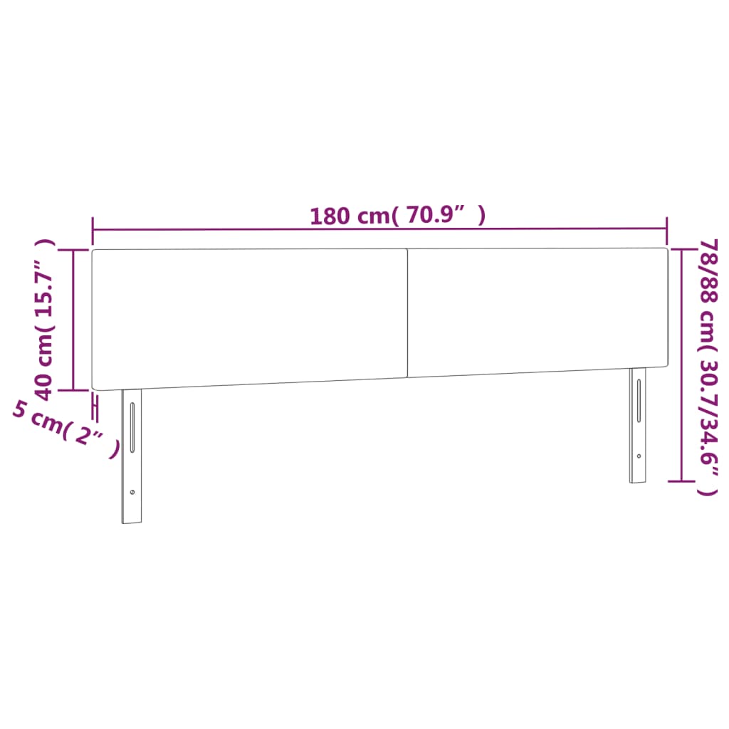 vidaXL LED uzglavlje tamnoplavo 180x5x78/88 cm baršunasto