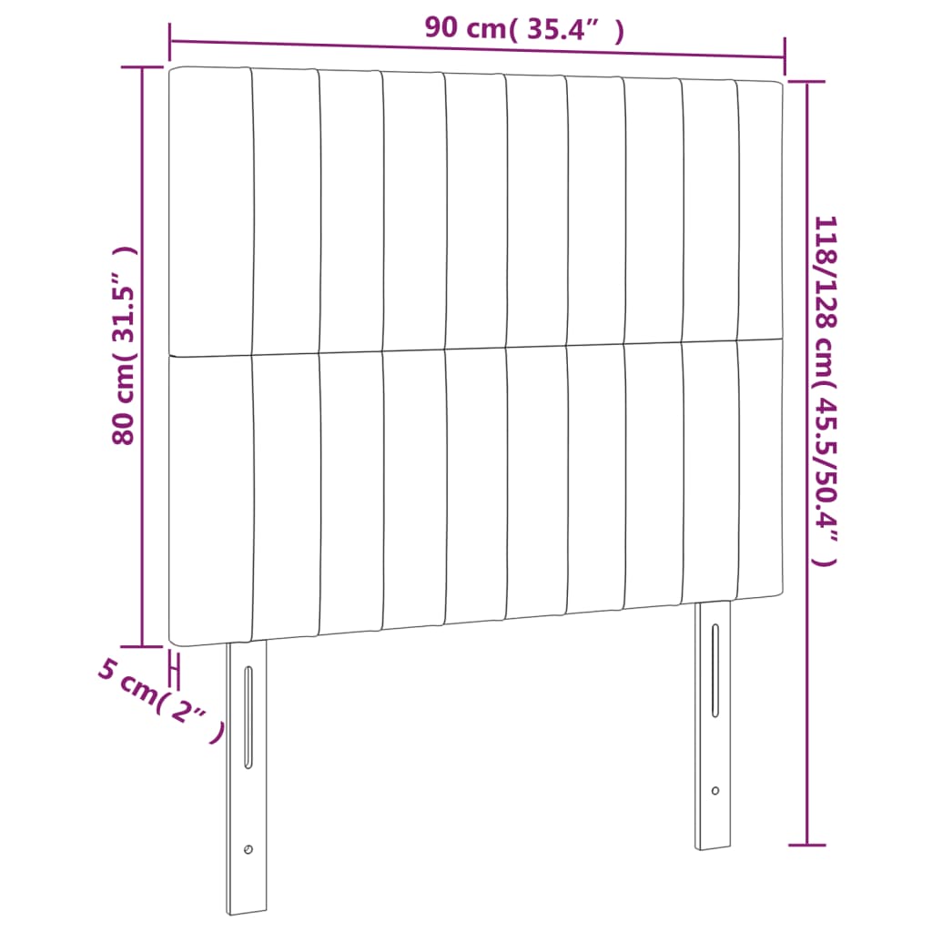 vidaXL Uzglavlja 2 kom krem 90x5x78/88 cm od tkanine