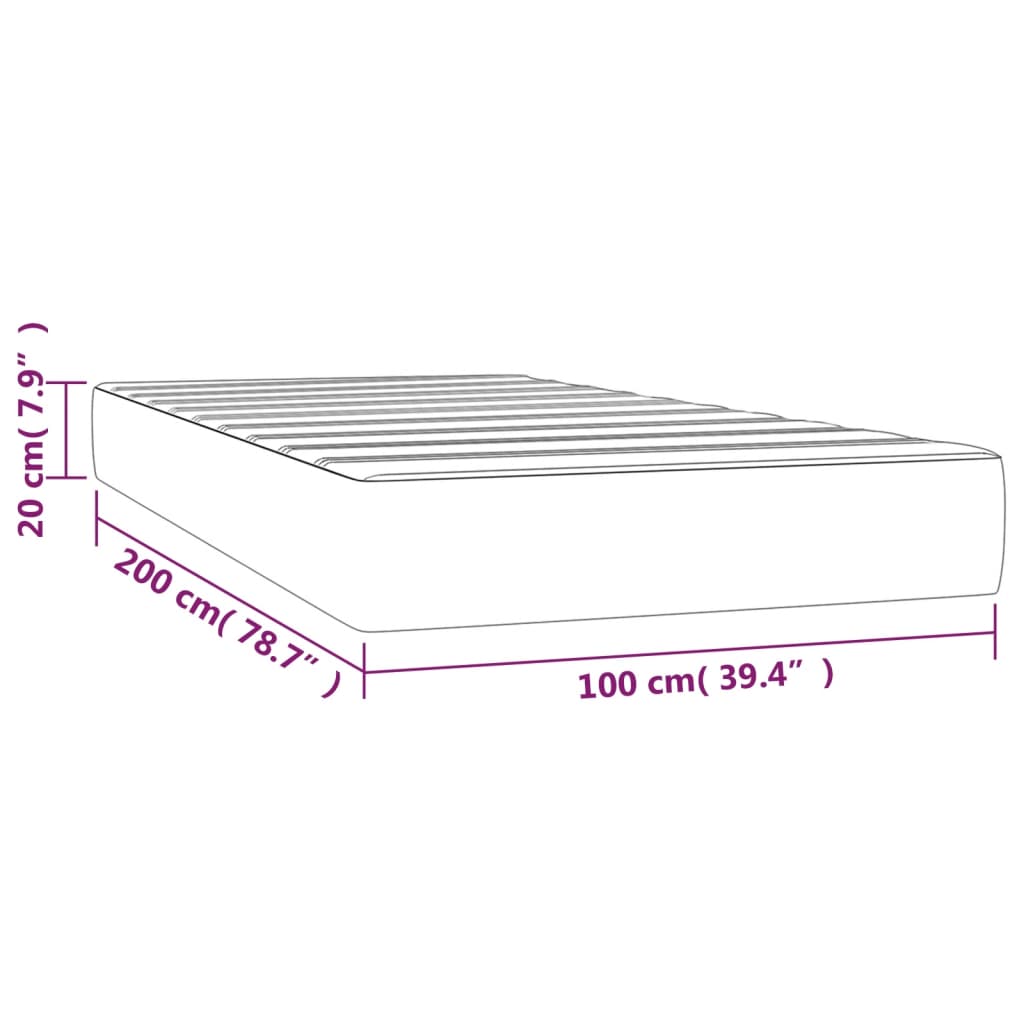 vidaXL Madrac s džepičastim oprugama tamnosivi 100x200x20cm od tkanine