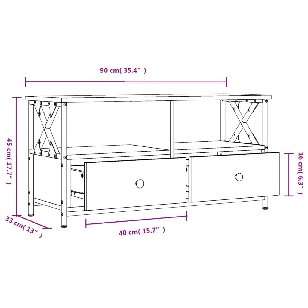 vidaXL TV ormarić crni 90 x 33 x 45 cm konstruirano drvo i željezo