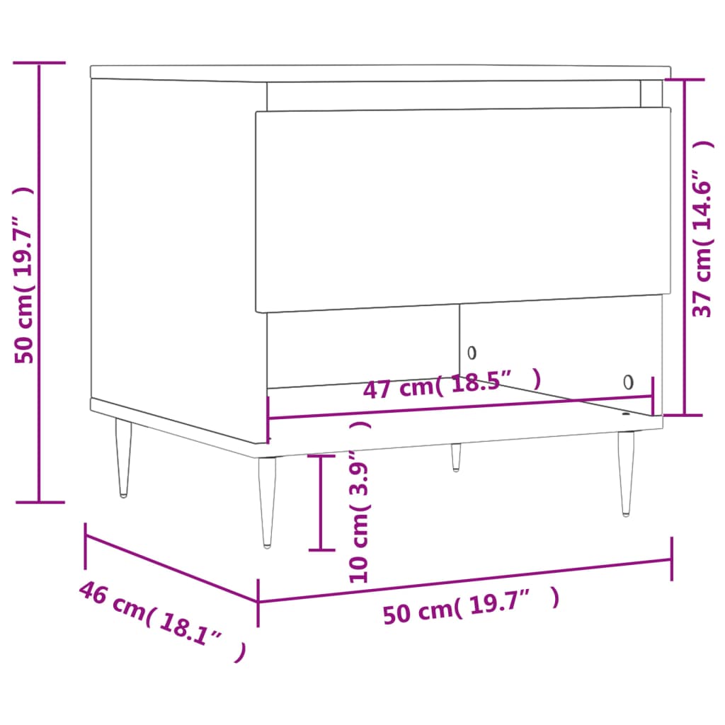 vidaXL Stolić za kavu sjajni bijeli 50 x 46 x 50 cm konstruirano drvo