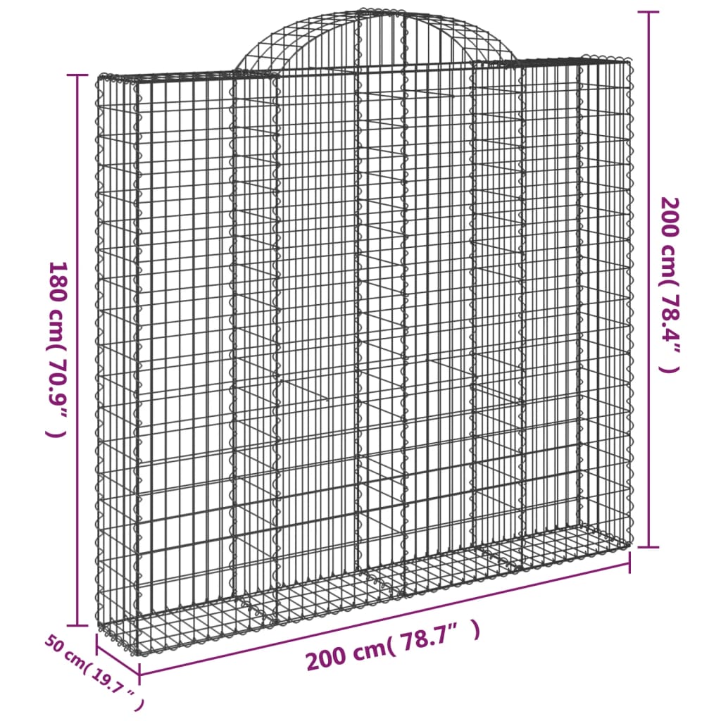 vidaXL Lučne gabionske košare 9 kom 200x50x180/200cm pocinčano željezo