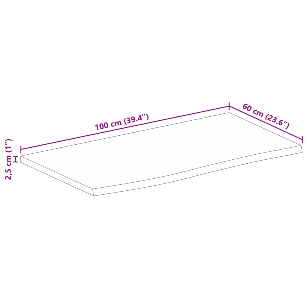 vidaXL Stolna ploča 100x60x2,5 cm masivno drvo manga sa živim rubom