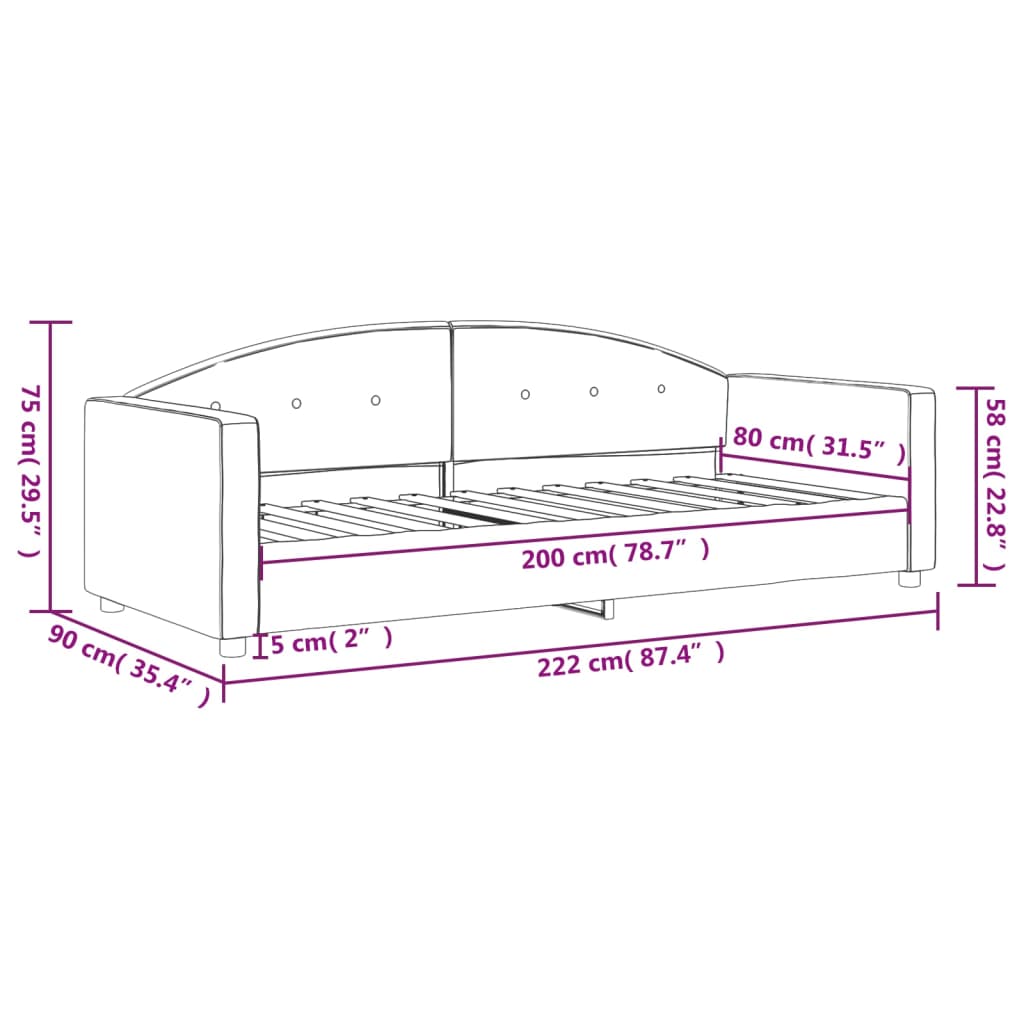 vidaXL Dnevni krevet žuti 80 x 200 cm baršunasti