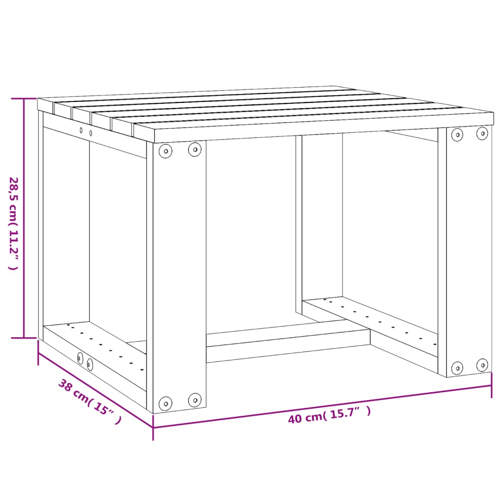 vidaXL Vrtni bočni stolić crni 40 x 38 x 28,5 cm od masivne borovine