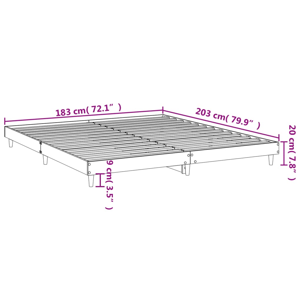 vidaXL Okvir za krevet boja hrasta 180x200 cm konstruirano drvo