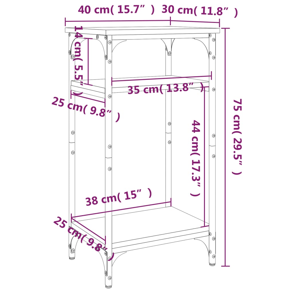 vidaXL Bočni stolić crni 40 x 30 x 75 cm od konstruiranog drva