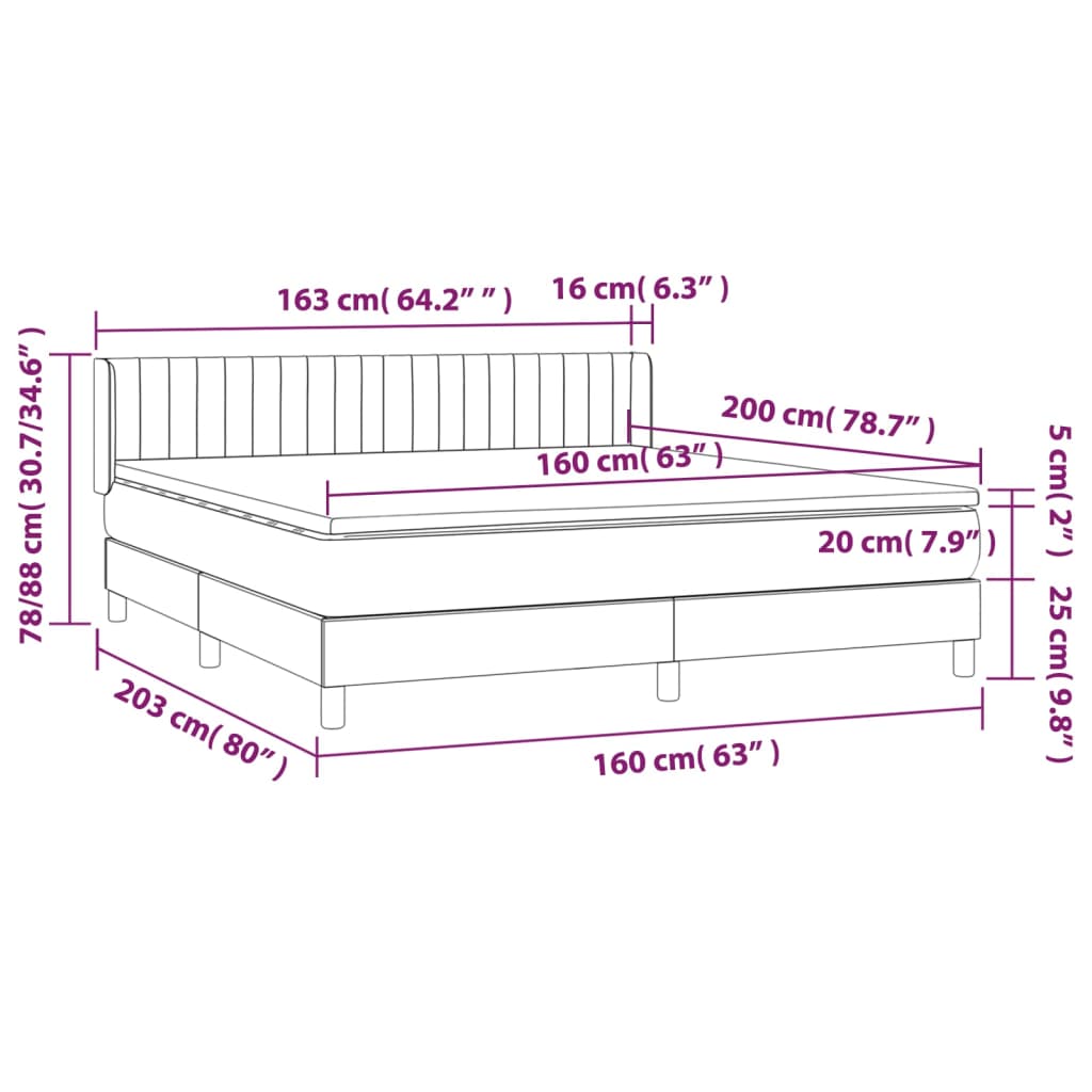 vidaXL Krevet box spring s madracem svjetlosiva 160x200 cm tkanina