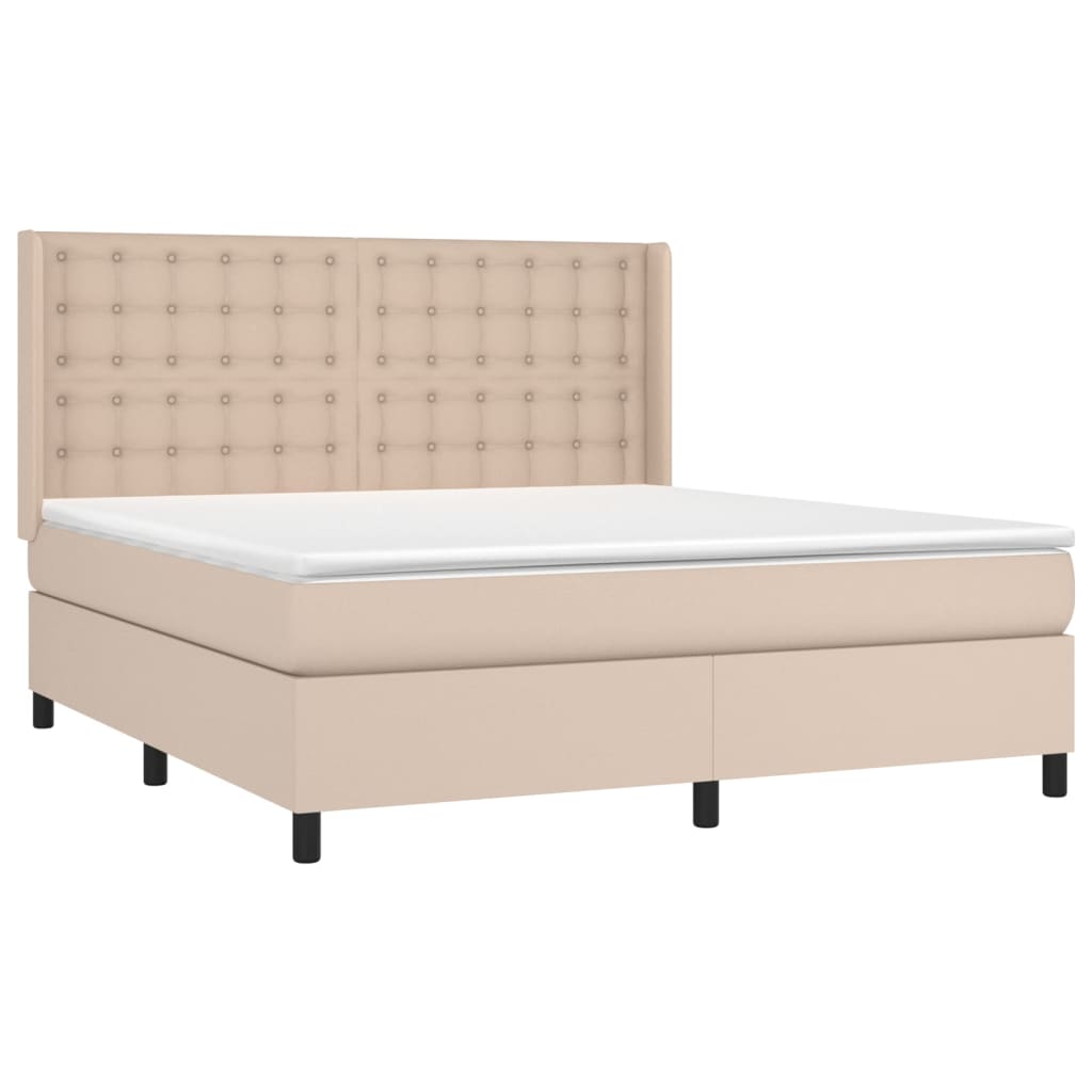 vidaXL Krevet box spring s madracem cappuccino 180x200 cm umjetna koža