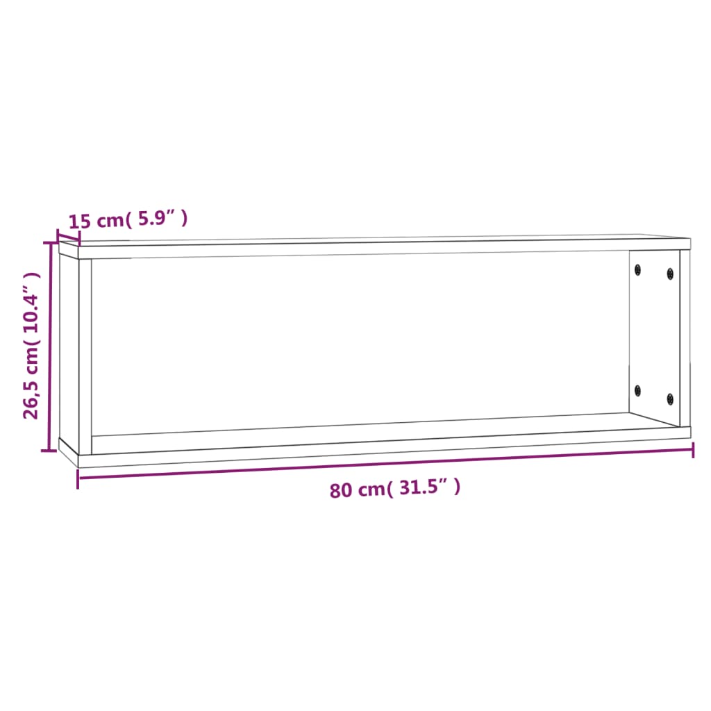 vidaXL Kockaste zidne police 4 kom boja hrasta 80x15x26,5 cm drvene