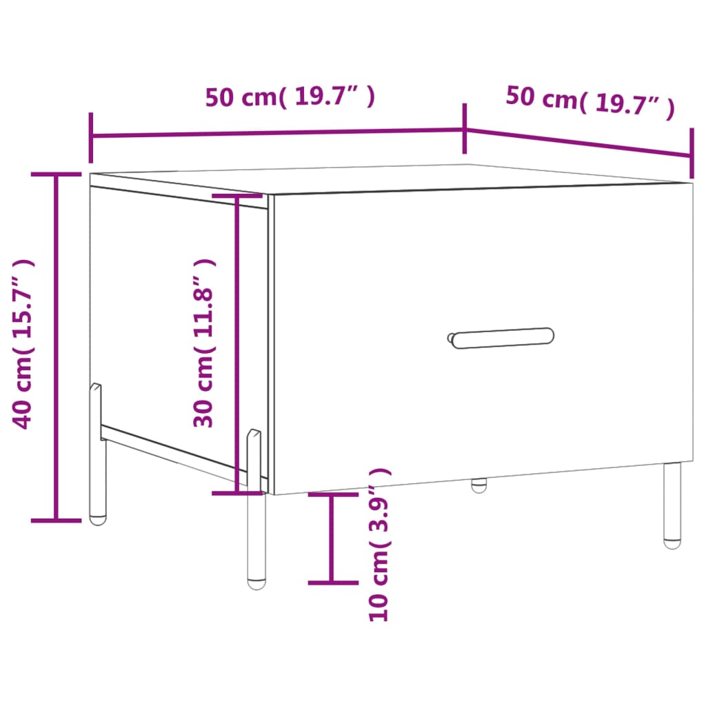 vidaXL Stolić za kavu boja hrasta 50 x 50 x 40 cm konstruirano drvo