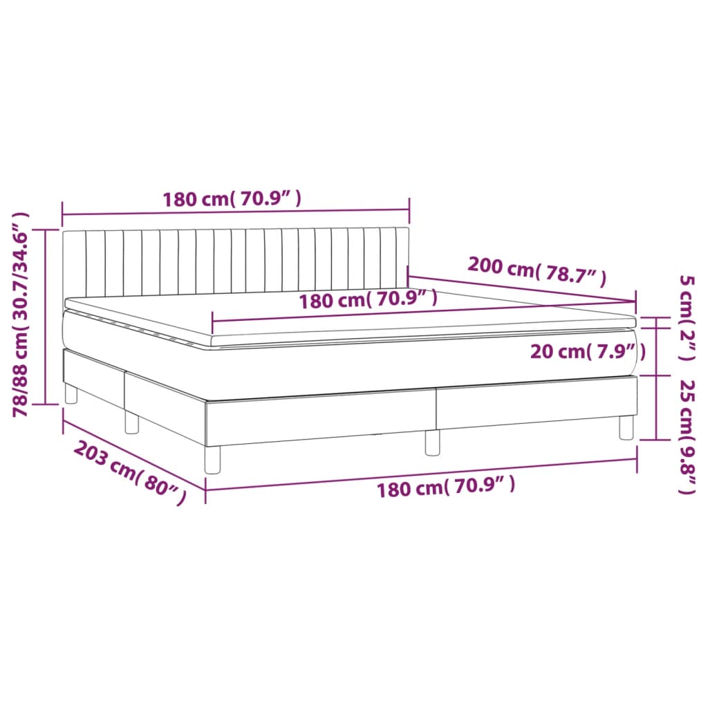 vidaXL Krevet s oprugama i madracem krem 180x200 cm od tkanine