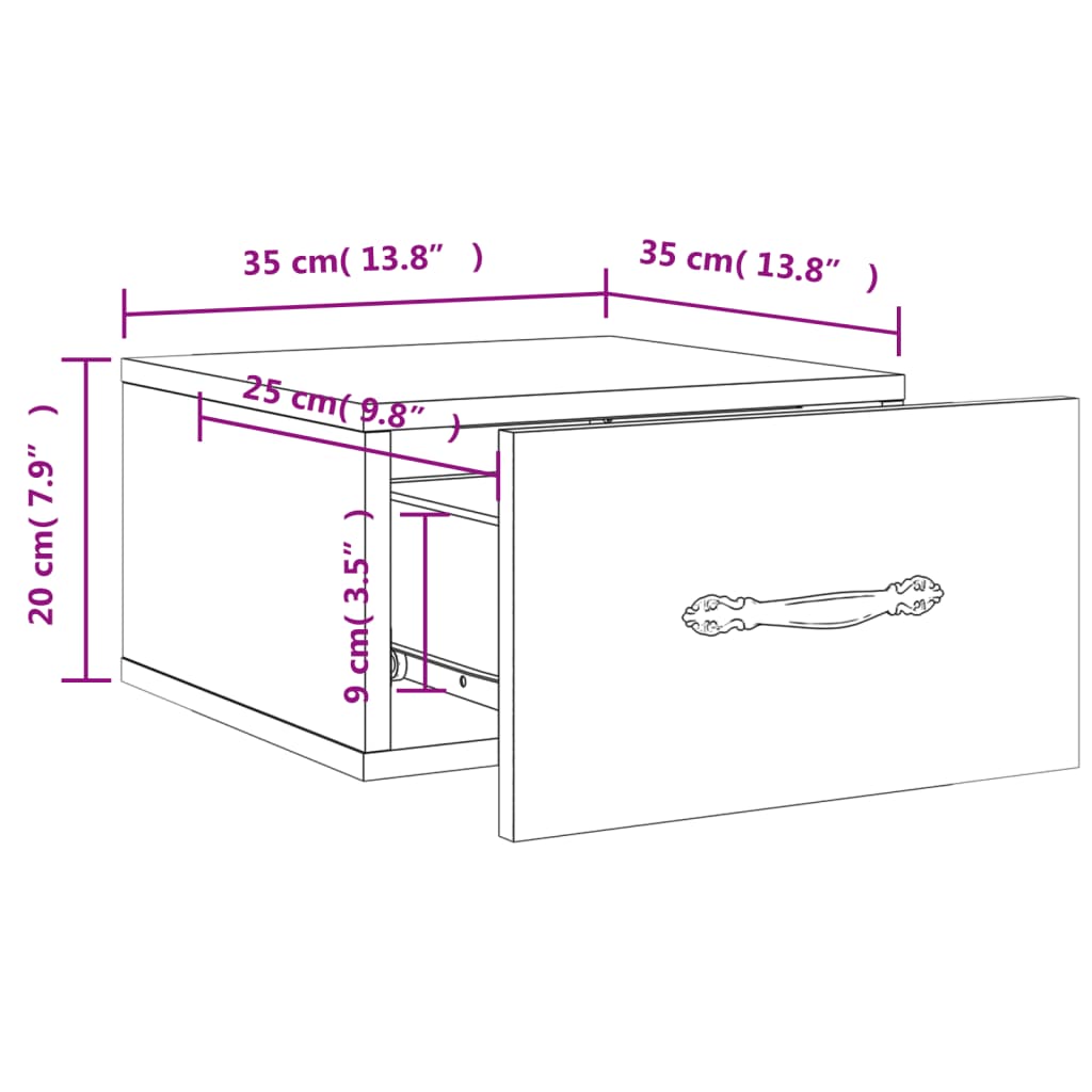 vidaXL Zidni noćni ormarići 2 kom smeđa boja hrasta 35 x 35 x 20 cm