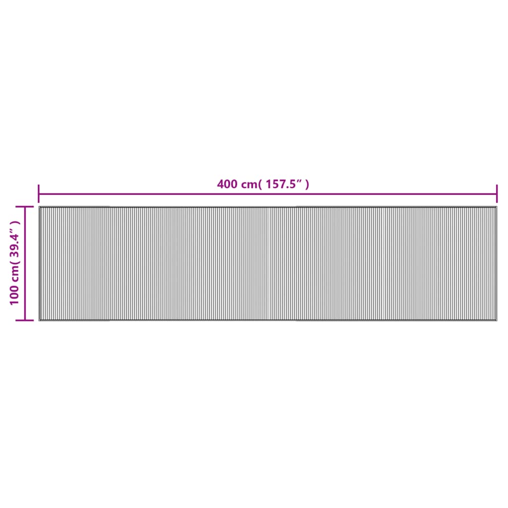 vidaXL Tepih pravokutni crni 100 x 400 cm od bambusa