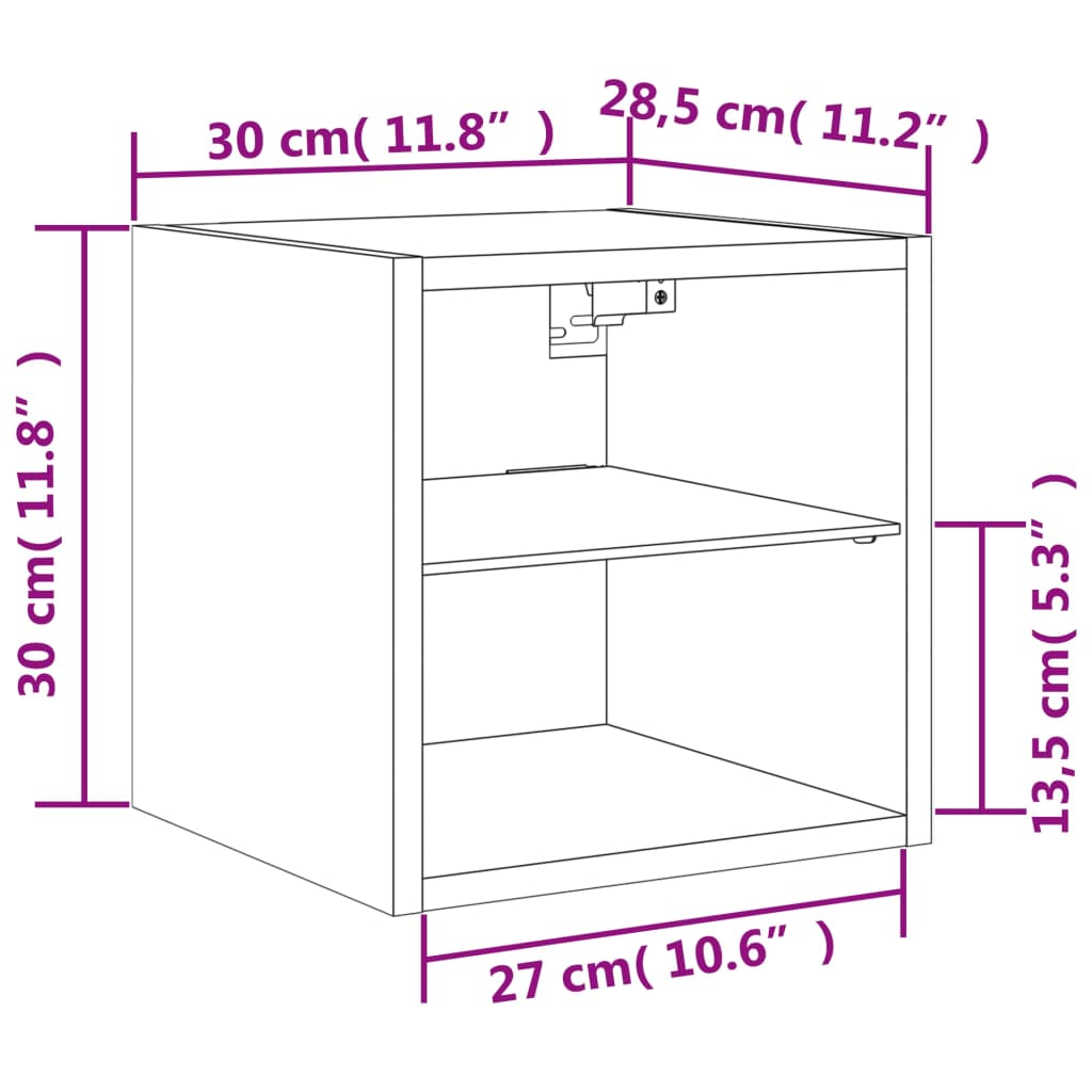 vidaXL Zidni TV ormarići LED 2 kom smeđa boja hrasta 30 x 28,5 x 30 cm