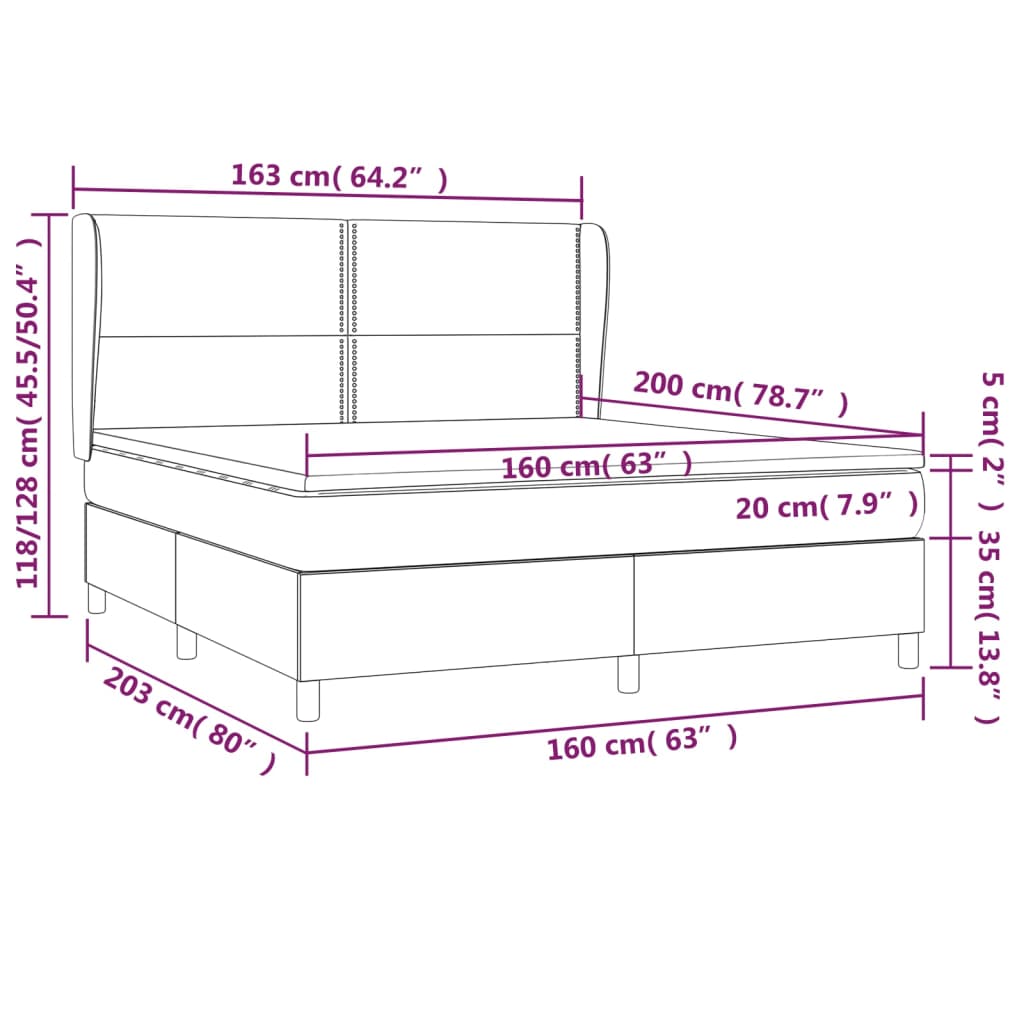 vidaXL Krevet s oprugama i madracem bijeli 160x200 cm od umjetne kože