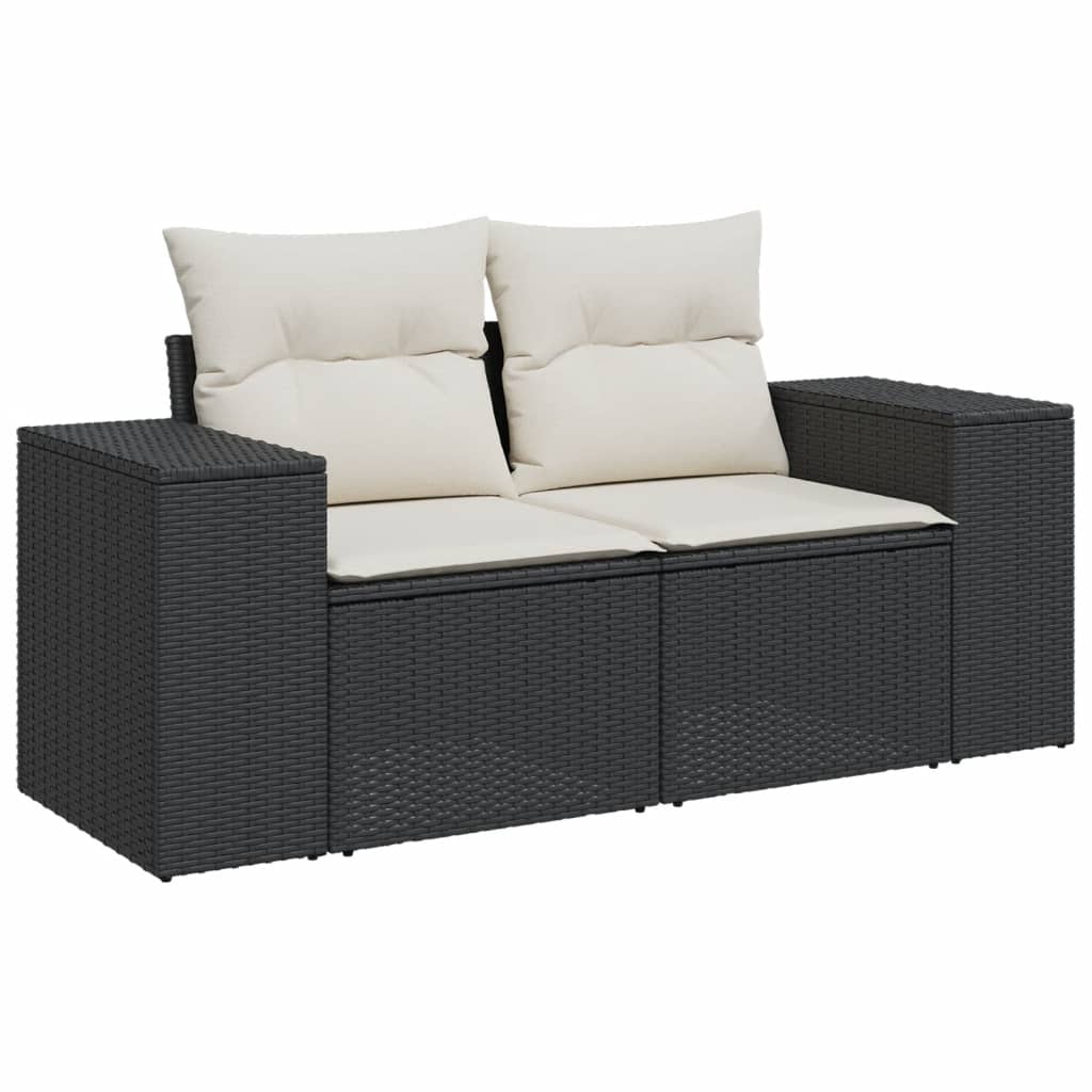 vidaXL 6-dijelni set vrtnih sofa s jastucima crni od poliratana