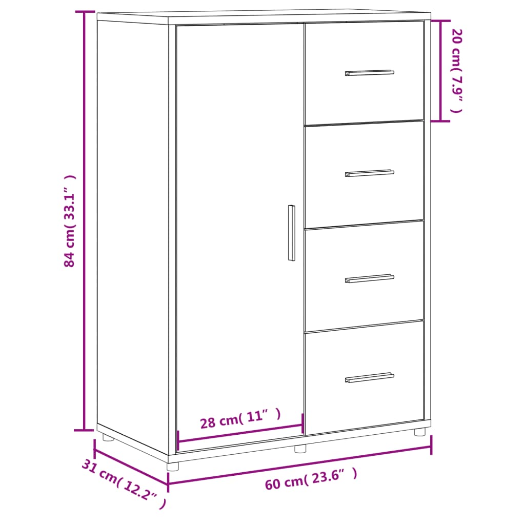 vidaXL Komoda boja hrasta sonome 60x31x84 cm od konstruiranog drva