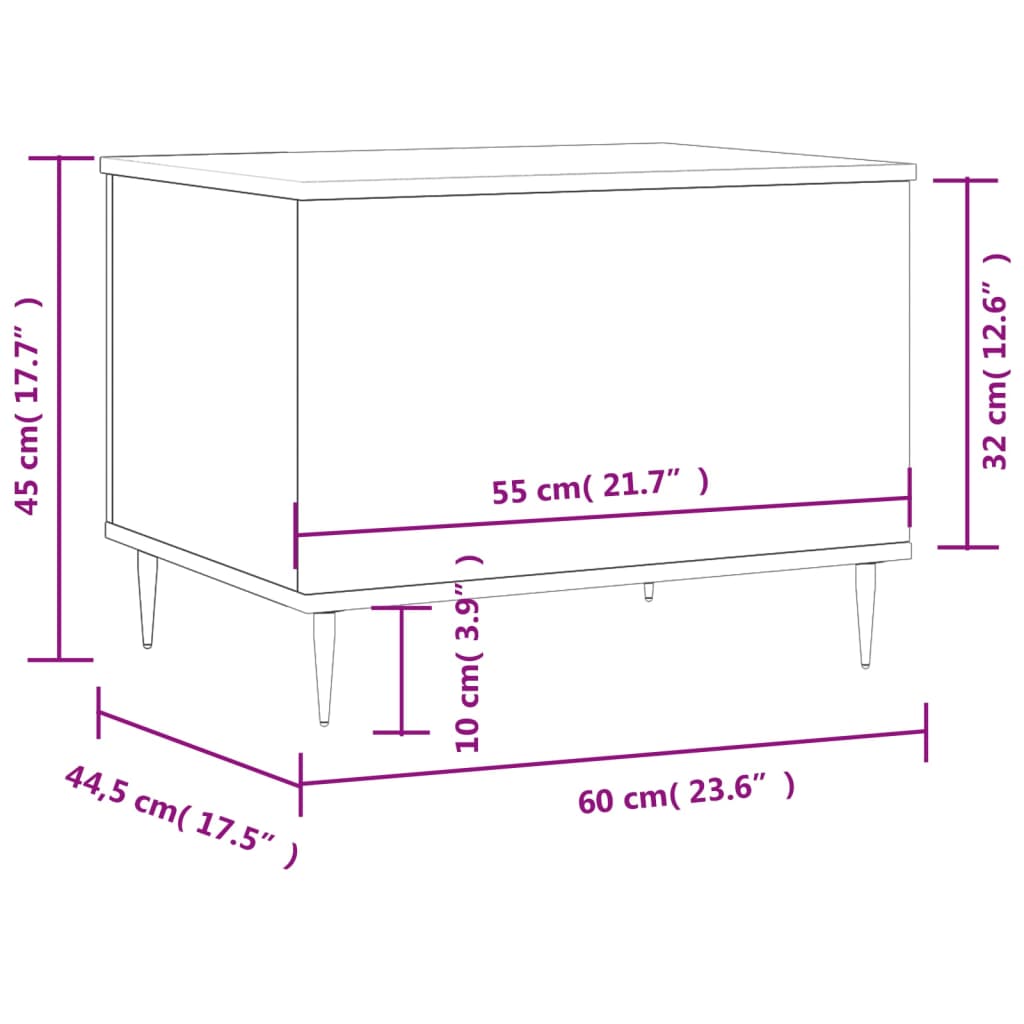 vidaXL Stolić za kavu boja hrasta 60x44,5x45 cm konstruirano drvo